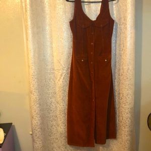 ASOS orange corduroy midi dress